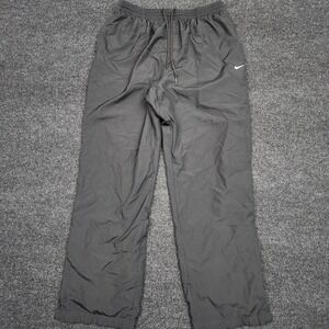 Y2K Nike Men's XL Dark Grey Track Pants Baggy Open Leg Flare Wide Leg Mesh Lined